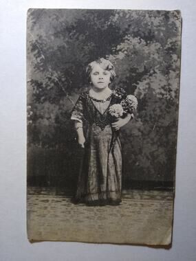 Vintage RPPC Young Girl Portrait with Flowers Albertype Postcard c1910s